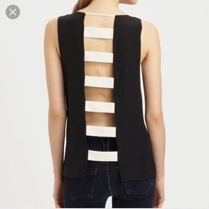 Parker “Brenna” black/white cutout silk tank